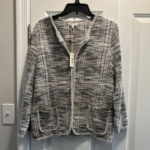 Elegant Black and White Tweed Jacket